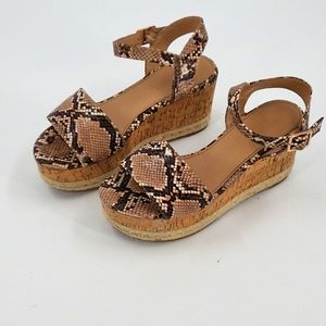 Michael Shannon Womens Python Snake Wedge Open Toe Sandal Shoe Sz 7